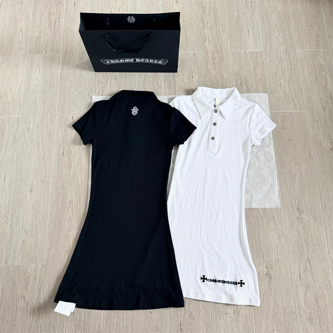 chrome hearts ribbed polo dress